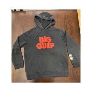 Men's 7-Eleven Big Gulp Hoodie Pullover Size Large Black and Red